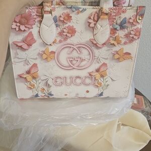Floral Butterfly Tote in Soft Pink